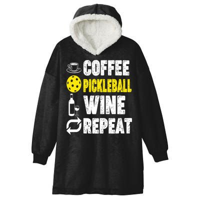  Funny Coffee Pickleball Wine Repeat Gift Hooded Wearable Blanket