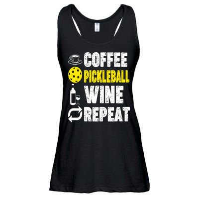  Funny Coffee Pickleball Wine Repeat Gift Ladies Essential Flowy Tank