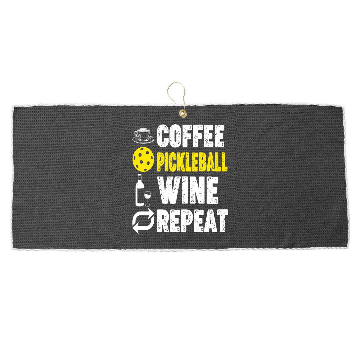  Funny Coffee Pickleball Wine Repeat Gift Large Microfiber Waffle Golf Towel