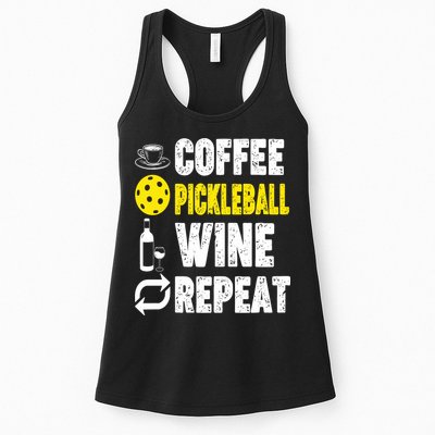  Funny Coffee Pickleball Wine Repeat Gift Womens Tank Top