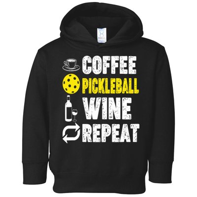  Funny Coffee Pickleball Wine Repeat Gift Toddler Hoodie