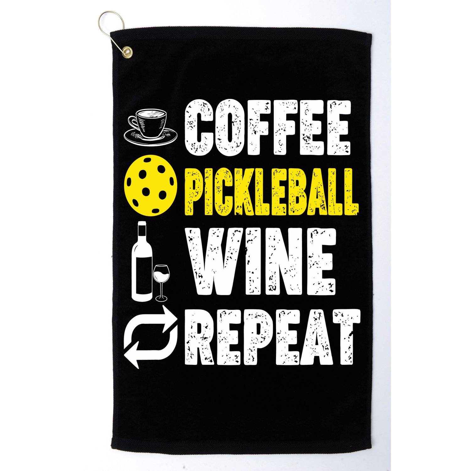  Funny Coffee Pickleball Wine Repeat Gift Golf Towel