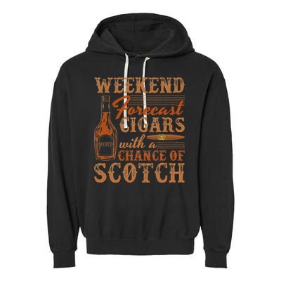 Weekend Forecast Cigars With Chance Of Scotch Dad Father Garment-Dyed Fleece Hoodie