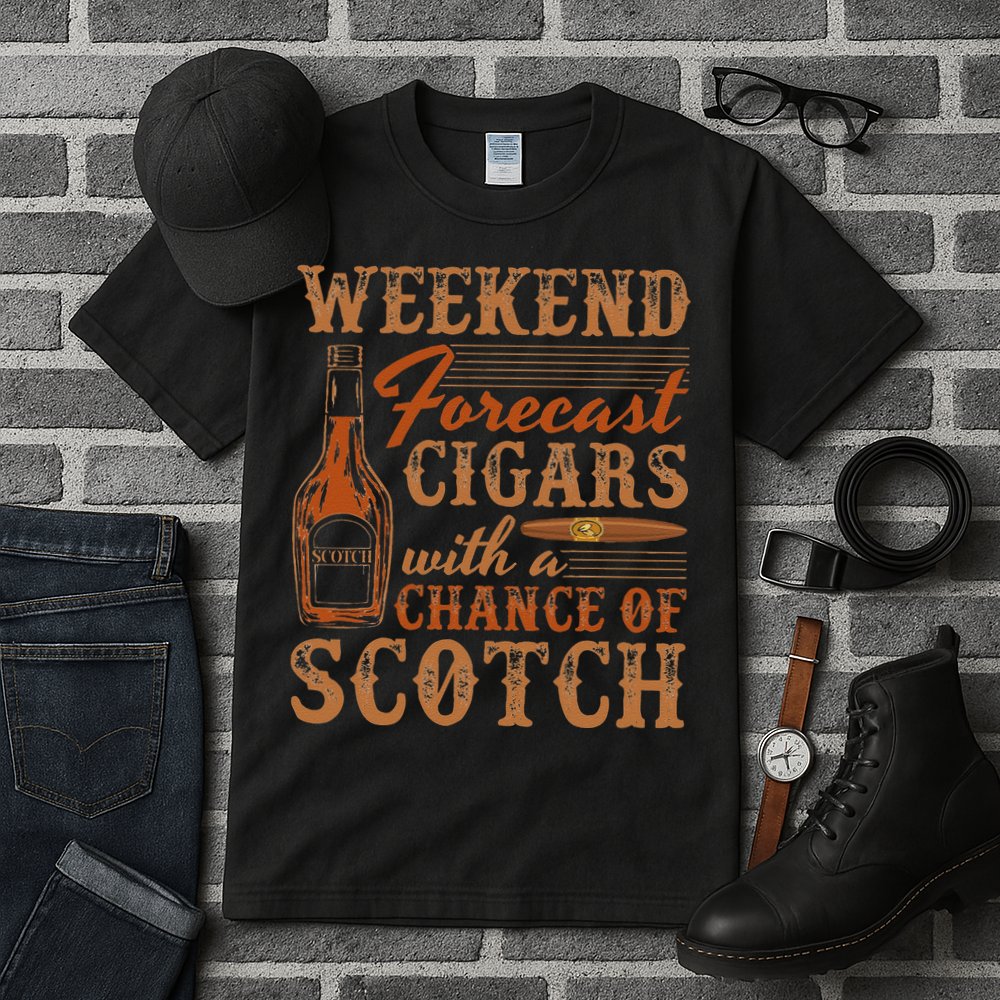 Weekend Forecast Cigars With Chance Of Scotch Dad Father Tall T-Shirt