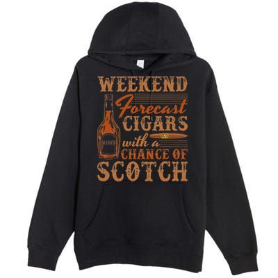 Weekend Forecast Cigars With Chance Of Scotch Dad Father Premium Pullover Hoodie