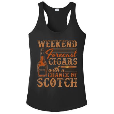 Weekend Forecast Cigars With Chance Of Scotch Dad Father Ladies PosiCharge Competitor Racerback Tank