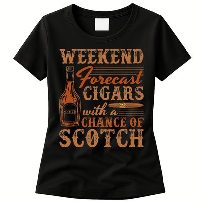 Weekend Forecast Cigars With Chance Of Scotch Dad Father Womens T-Shirt