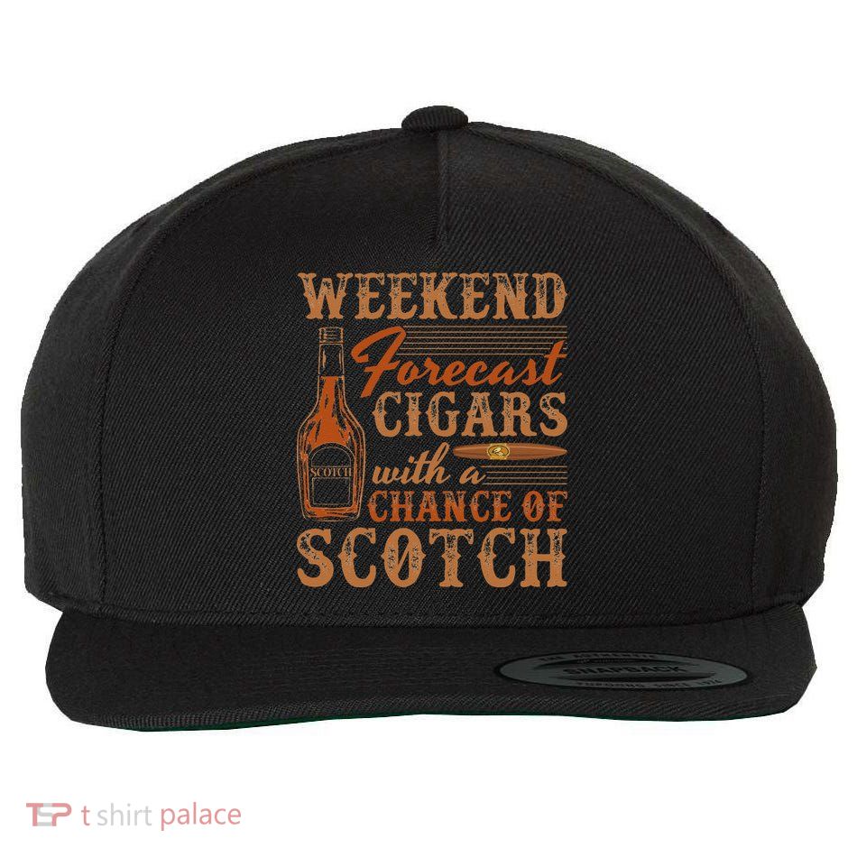 Weekend Forecast Cigars With Chance Of Scotch Dad Father Wool Snapback Cap