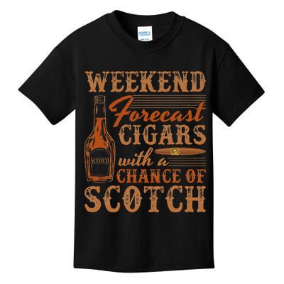 Weekend Forecast Cigars With Chance Of Scotch Dad Father Kids T-Shirt