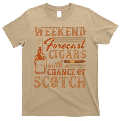 Weekend Forecast Cigars With Chance Of Scotch Dad Father T-Shirt
