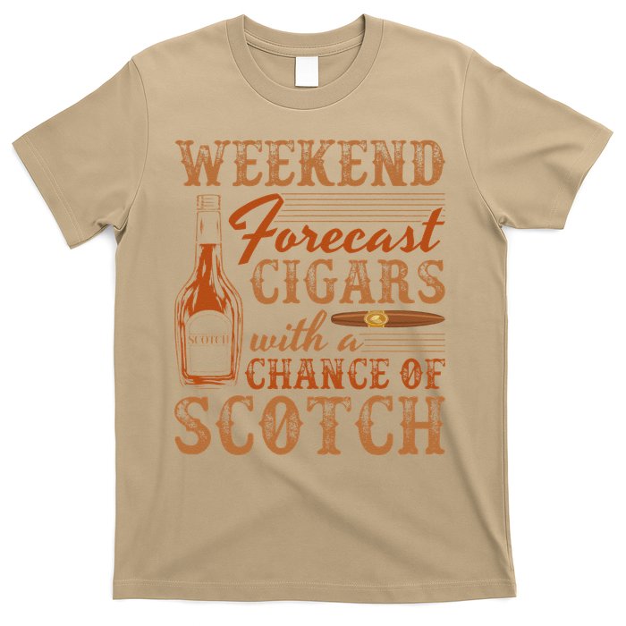 Weekend Forecast Cigars With Chance Of Scotch Dad Father T-Shirt