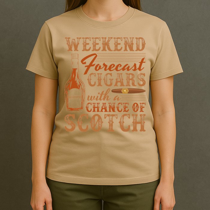 Weekend Forecast Cigars With Chance Of Scotch Dad Father T-Shirt