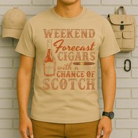 Weekend Forecast Cigars With Chance Of Scotch Dad Father T-Shirt
