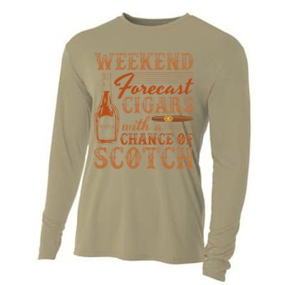 Weekend Forecast Cigars With Chance Of Scotch Dad Father Cooling Performance Long Sleeve Crew
