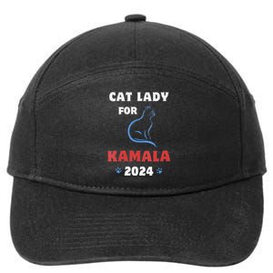 Women Funny Cat Lady Kamala Harris President 2024 Cat Mom Women Gift 7-Panel Snapback Hat