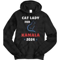 Women Funny Cat Lady Kamala Harris President 2024 Cat Mom Women Gift Tie Dye Hoodie