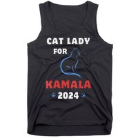 Women Funny Cat Lady Kamala Harris President 2024 Cat Mom Women Gift Tank Top