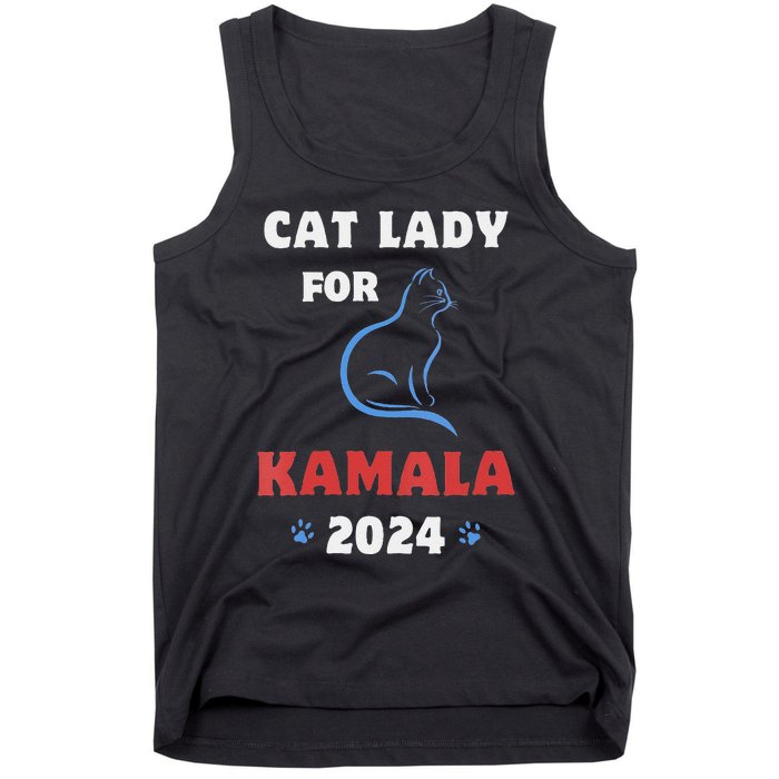 Women Funny Cat Lady Kamala Harris President 2024 Cat Mom Women Gift Tank Top