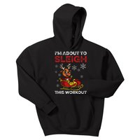 Workout Funny Christmas Fitness Christmas Workout Sleigh Kids Hoodie