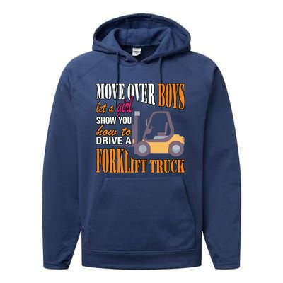 Womens Forklift Driver Girl Forklift Truck Forklift Operator Performance Fleece Hoodie