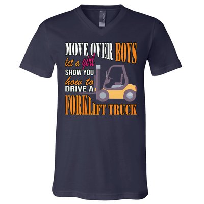 Womens Forklift Driver Girl Forklift Truck Forklift Operator V-Neck T-Shirt