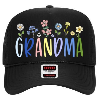 Wildflower Floral Design Grandma High Crown Mesh Back Trucker Hat