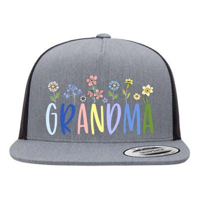 Wildflower Floral Design Grandma Flat Bill Trucker Hat