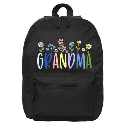 Wildflower Floral Design Grandma 16 in Basic Backpack