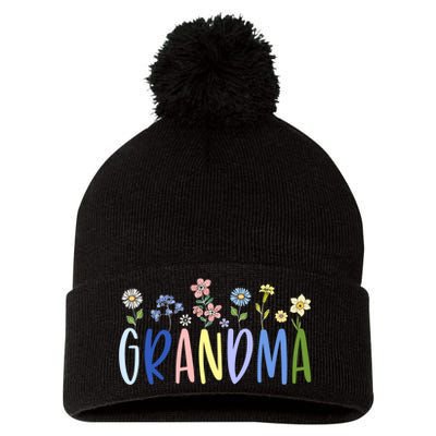 Wildflower Floral Design Grandma Pom Pom 12in Knit Beanie