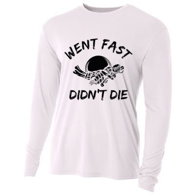 Went Fast DidnT Die Funny Race Car Dirt Bike Racing Cooling Performance Long Sleeve Crew