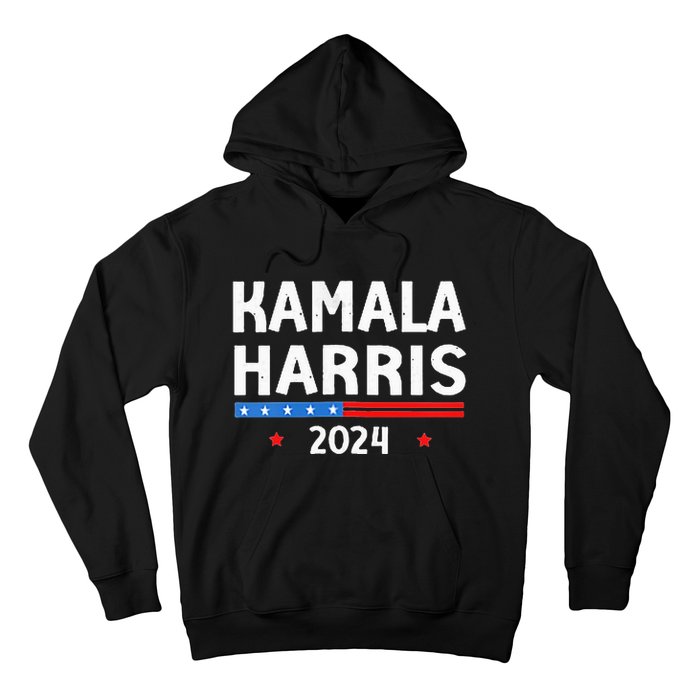 Wo Funny Design Kamala Harris 2024 For President America Flag Vneck Hoodie