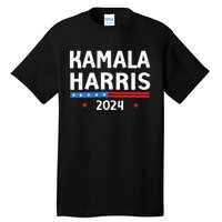 Wo Funny Design Kamala Harris 2024 For President America Flag Vneck Tall T-Shirt