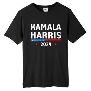 Wo Funny Design Kamala Harris 2024 For President America Flag Vneck Tall Fusion ChromaSoft Performance T-Shirt