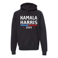 Wo Funny Design Kamala Harris 2024 For President America Flag Vneck Premium Hoodie