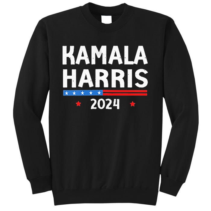 Wo Funny Design Kamala Harris 2024 For President America Flag Vneck Tall Sweatshirt