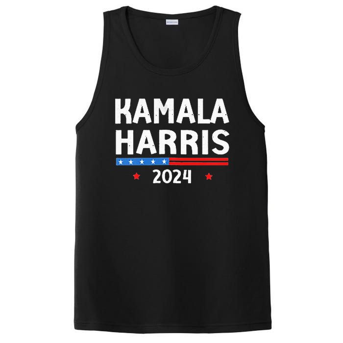 Wo Funny Design Kamala Harris 2024 For President America Flag Vneck PosiCharge Competitor Tank