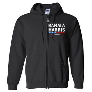 Wo Funny Design Kamala Harris 2024 For President America Flag Vneck Full Zip Hoodie