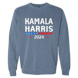 Wo Funny Design Kamala Harris 2024 For President America Flag Vneck Garment-Dyed Sweatshirt