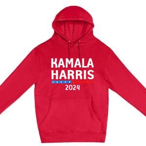 Wo Funny Design Kamala Harris 2024 For President America Flag Vneck Premium Pullover Hoodie