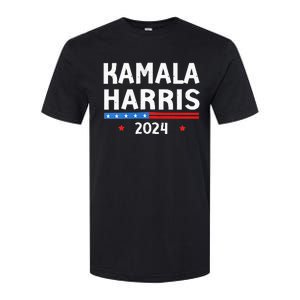 Wo Funny Design Kamala Harris 2024 For President America Flag Vneck Softstyle CVC T-Shirt