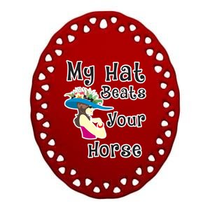 Wo Funny Derby Hat Horse Betting Derby Raceday Party Gift Ceramic Oval Ornament