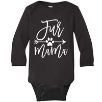 Womens Funny Dog Mom Cute Cat Mom Sayings With Arrow Fur Mama Baby Long Sleeve Bodysuit