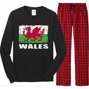 Wales Flag Design Grunge Country Flag Wales Long Sleeve Pajama Set