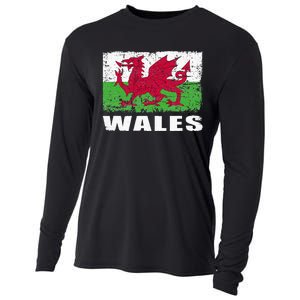 Wales Flag Design Grunge Country Flag Wales Cooling Performance Long Sleeve Crew