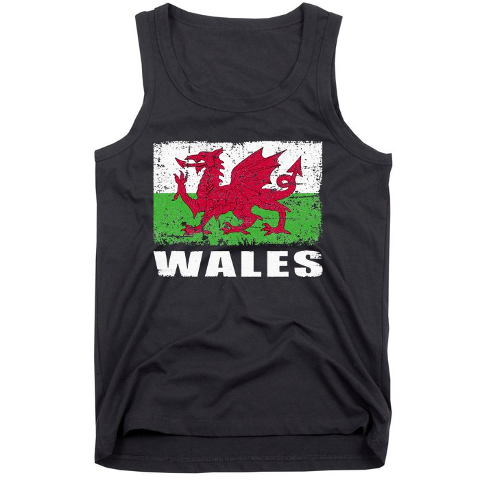 Wales Flag Design Grunge Country Flag Wales Tank Top