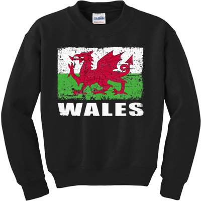 Wales Flag Design Grunge Country Flag Wales Kids Sweatshirt