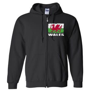 Wales Flag Design Grunge Country Flag Wales Full Zip Hoodie