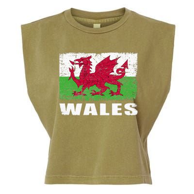 Wales Flag Design Grunge Country Flag Wales Garment-Dyed Women's Muscle Tee