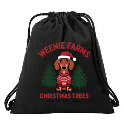 Weenie Farms Dachshund Christmas Trees Wiener Dog Great Gift Drawstring Bag