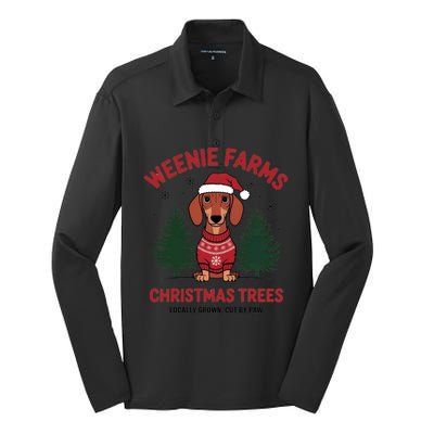 Weenie Farms Dachshund Christmas Trees Wiener Dog Great Gift Silk Touch Performance Long Sleeve Polo